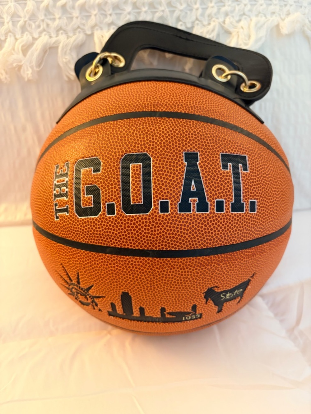 The G.O.A.T. Basketball Tote Bag - Orange with Black Handles - Picture 3 of 6